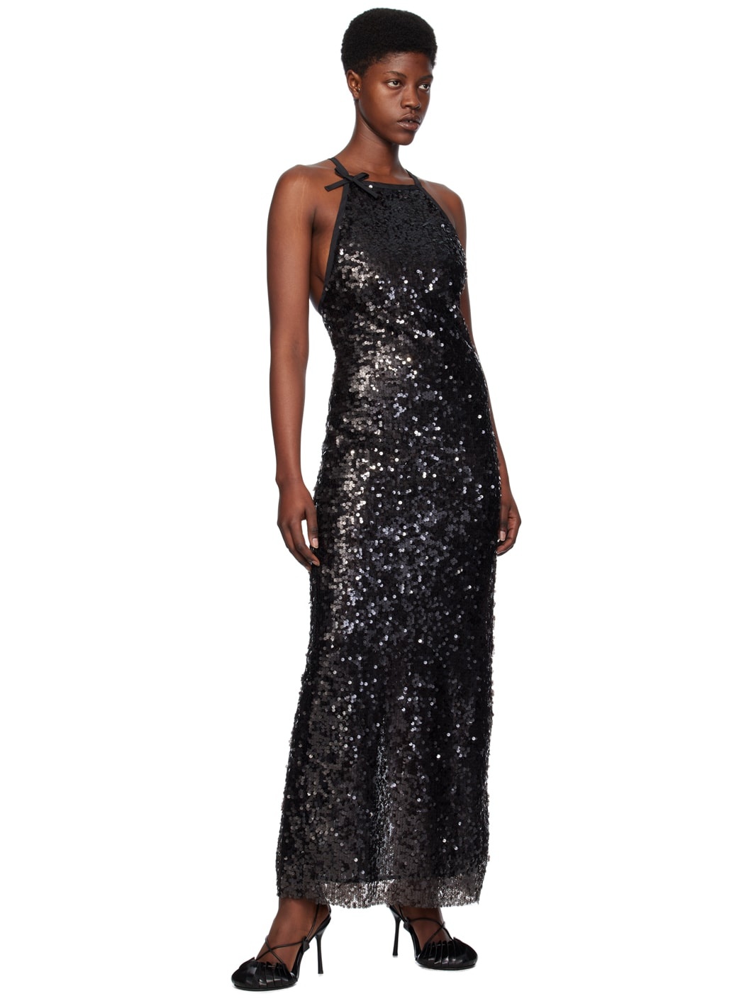 Black Sequin Maxi Dress - 4