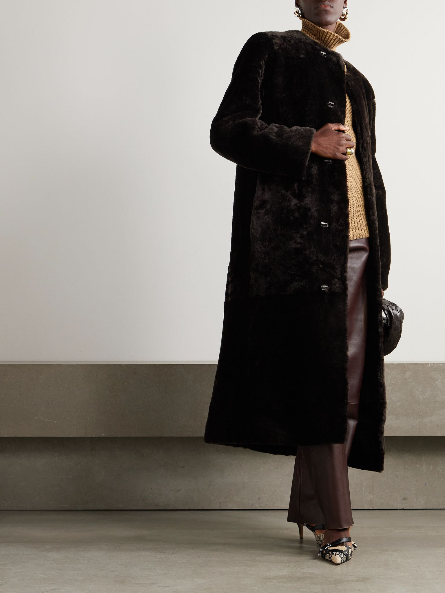 Shearling coat Brown - 2
