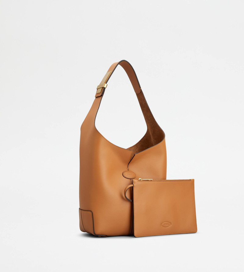 TOD'S DI BAG FOLIO SHOULDER BAG IN LEATHER SMALL - BROWN 3