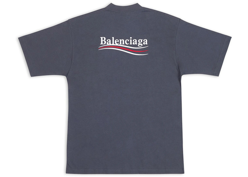 BALENCIAGA Balenciaga Political Campaign Large Fit T-Shirt Dark Grey/White outlook