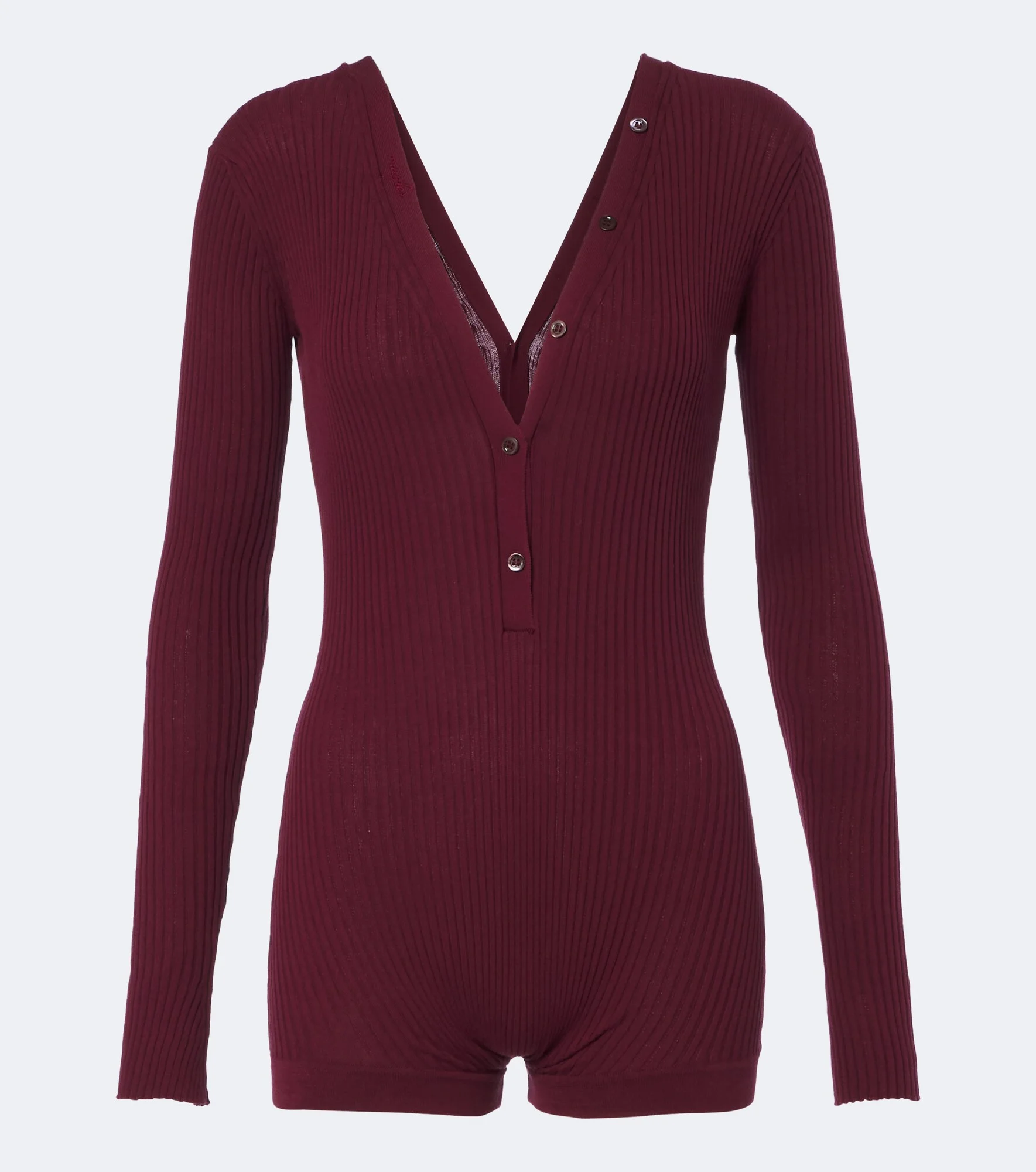 Ribbed-knit cotton bodysuit - 1