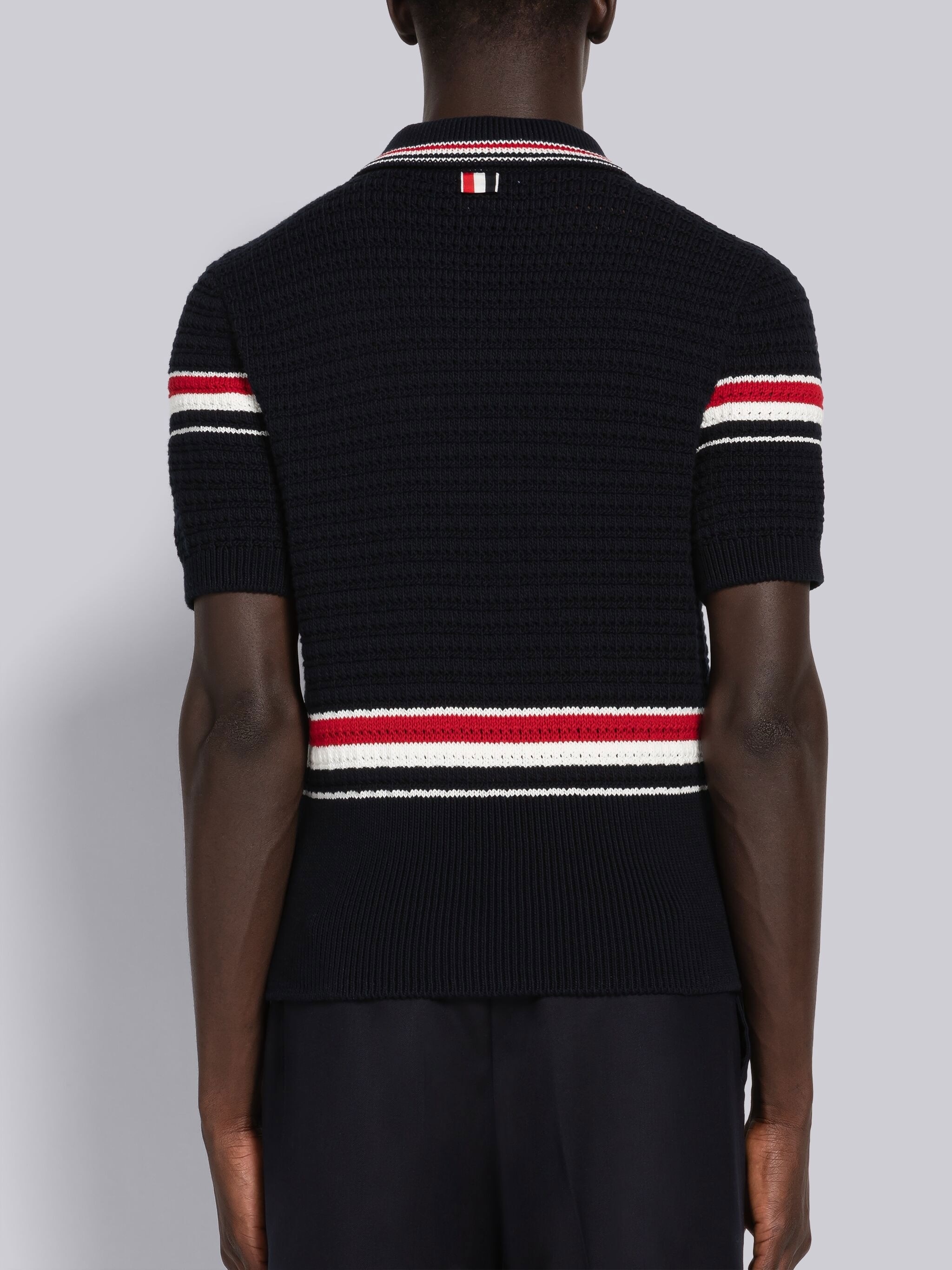 Textured Stitch Cotton Short Sleeve Polo - 3