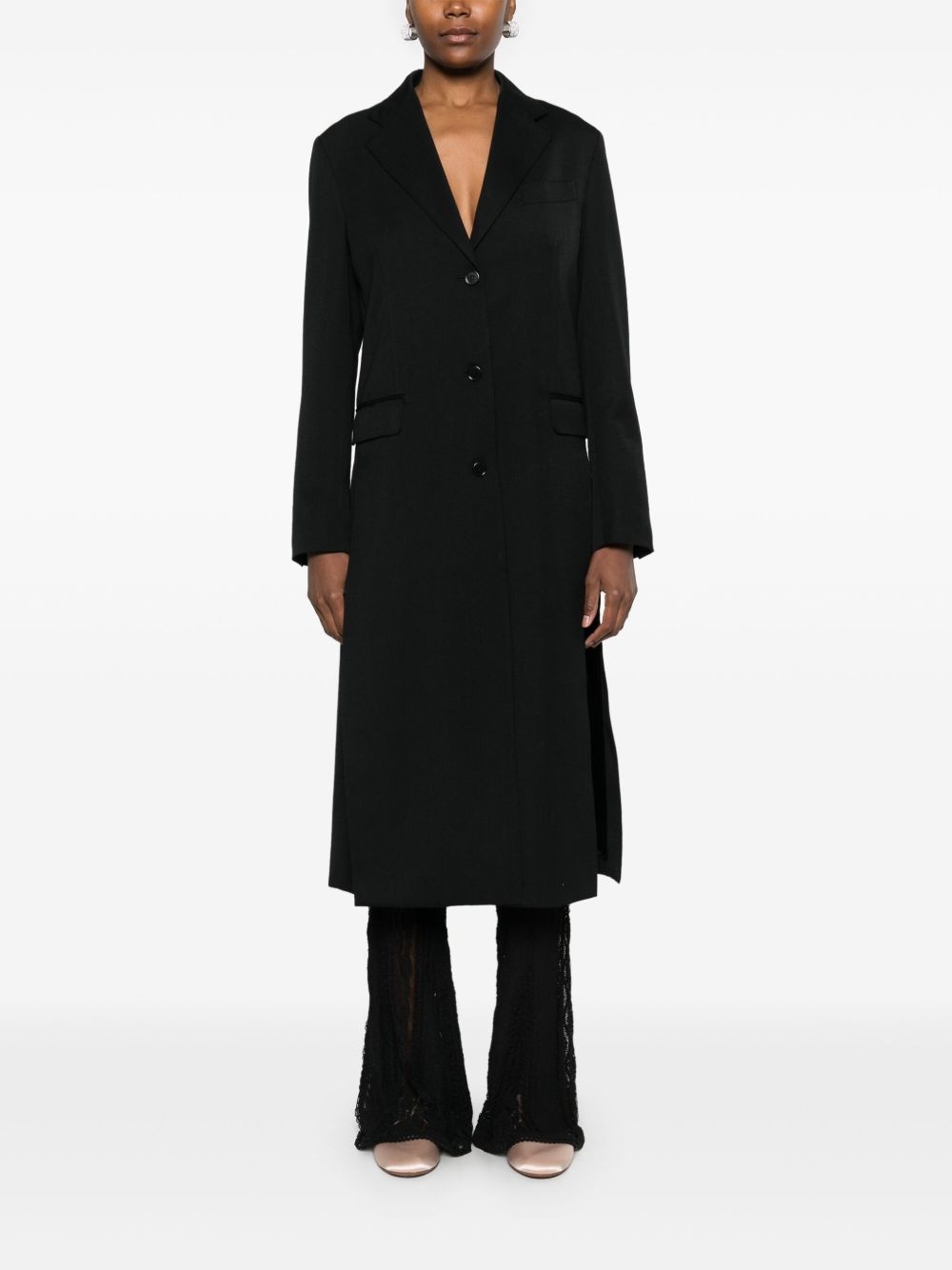 bow-detail cut-out coat - 3