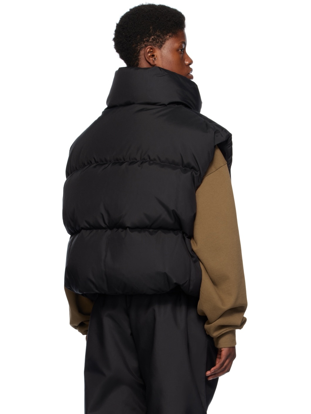 Black Oversize Down Vest - 3