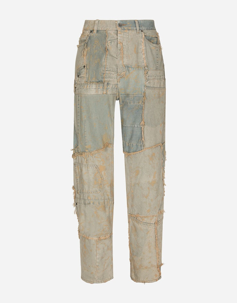 Straight-leg patchwork denim jeans 1