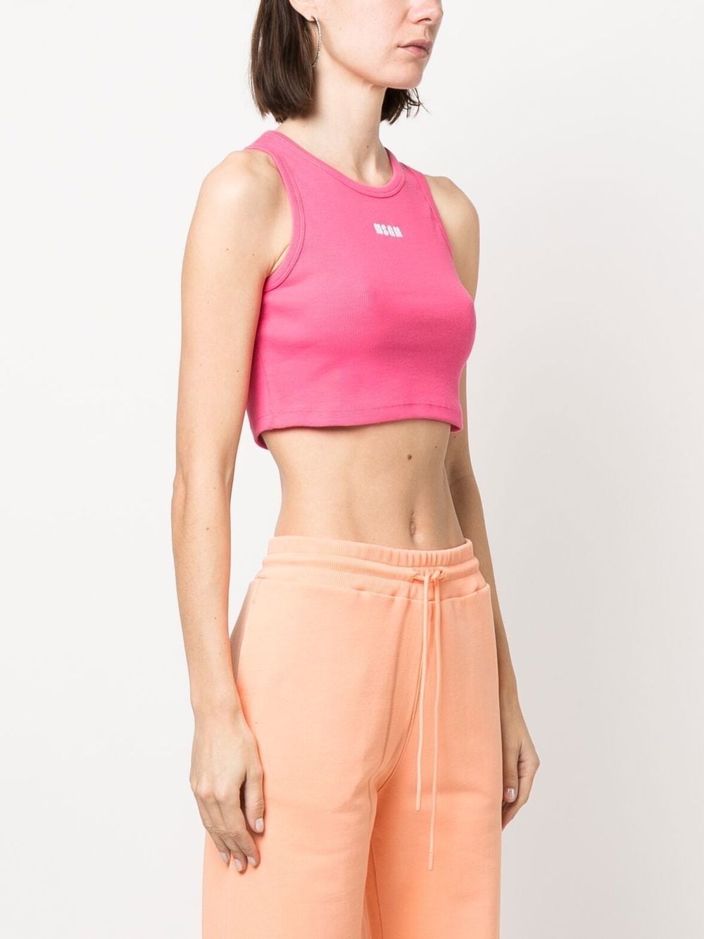 logo-print cropped tank top - 3