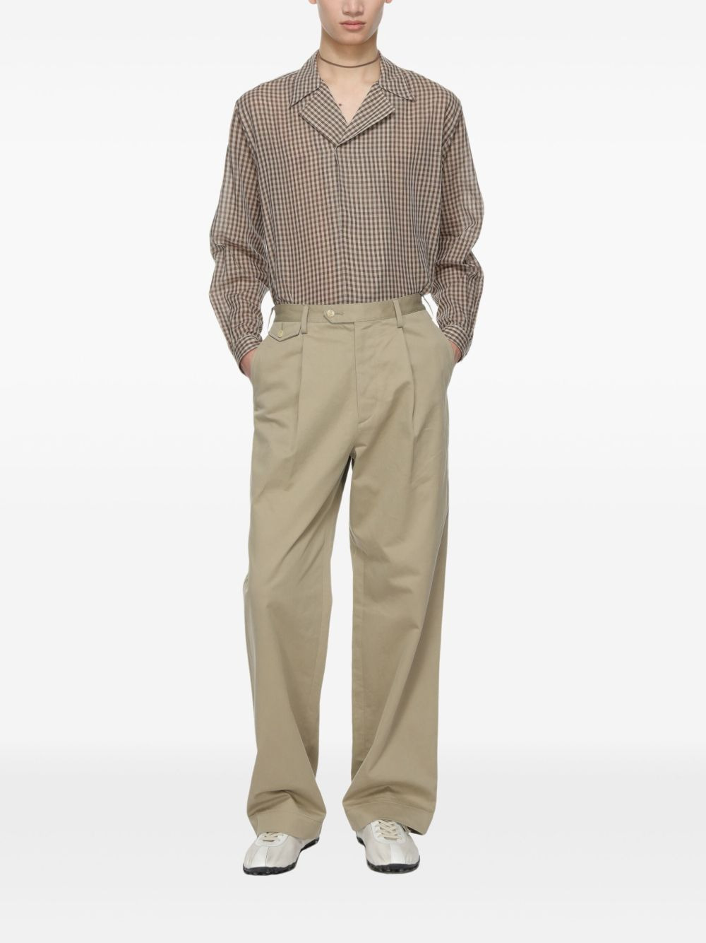 pintuck-detail chino trousers - 2