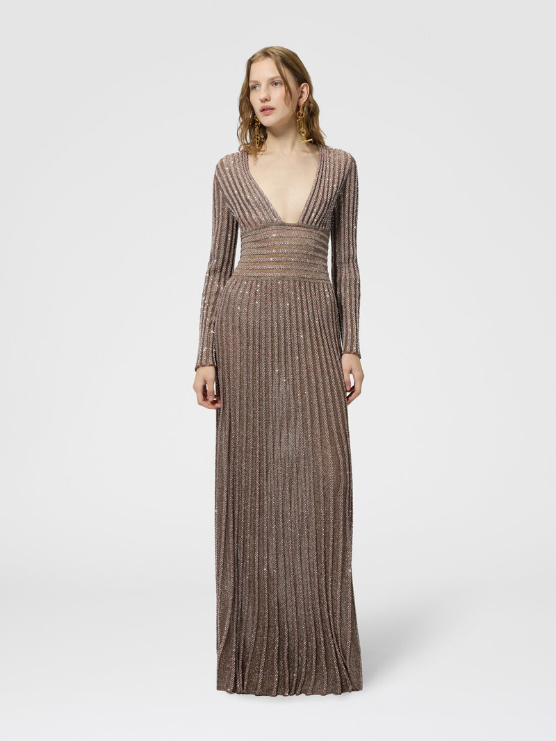 Missoni Long-sleeve deep neckline maxi dress outlook