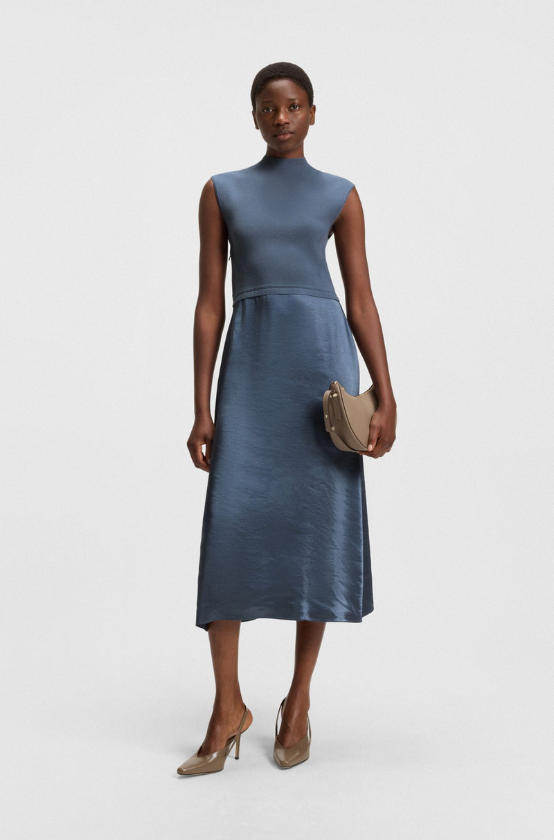 BOSS KNITTED DRESS WITH SATIN SKIRT outlook