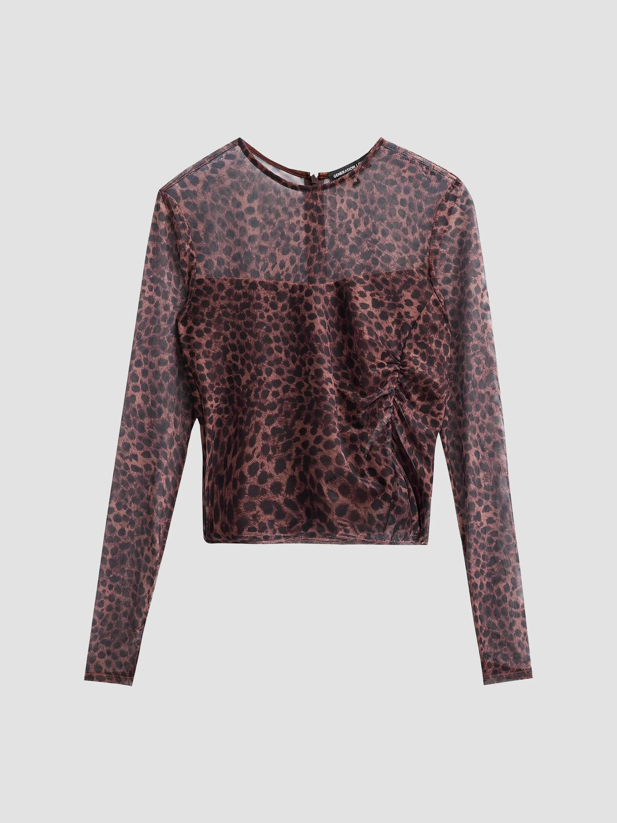 Women's Vivi Leopard-Print Mesh Top - Muted Leo - 1