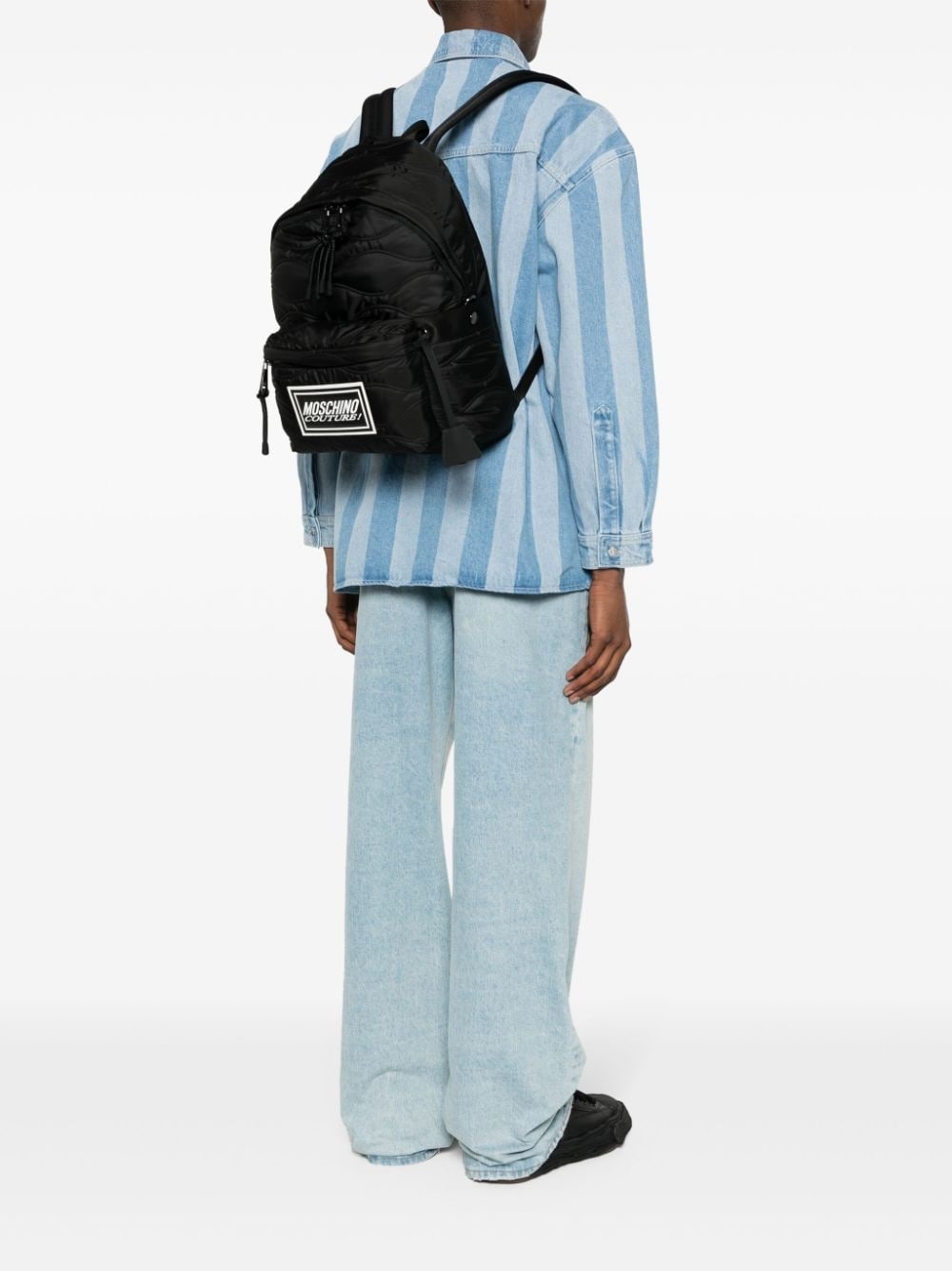 logo-patch quilted backpack - 2