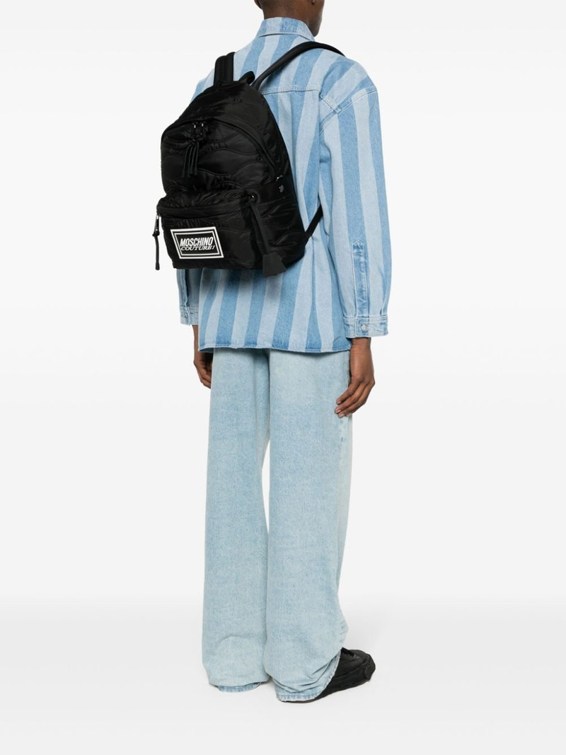 Moschino logo-patch quilted backpack outlook