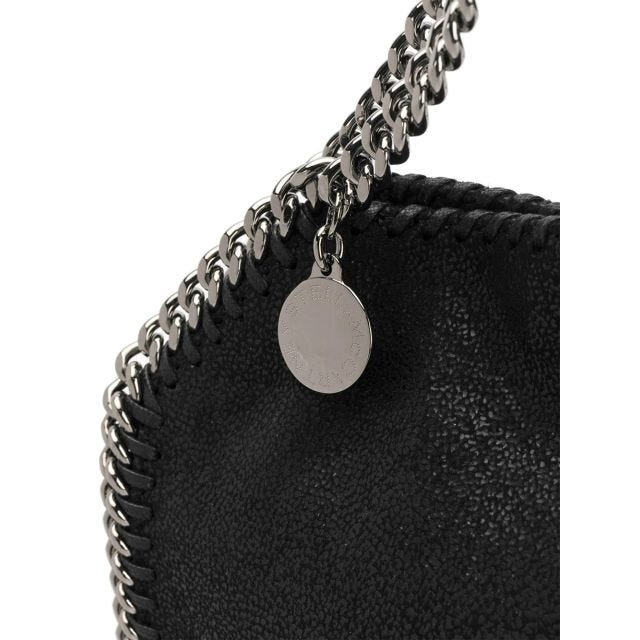 Black Falabella mini tote bag with silver chain - 5