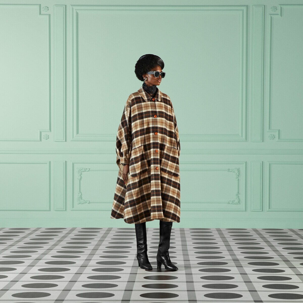 Reversible GG check wool coat - 6