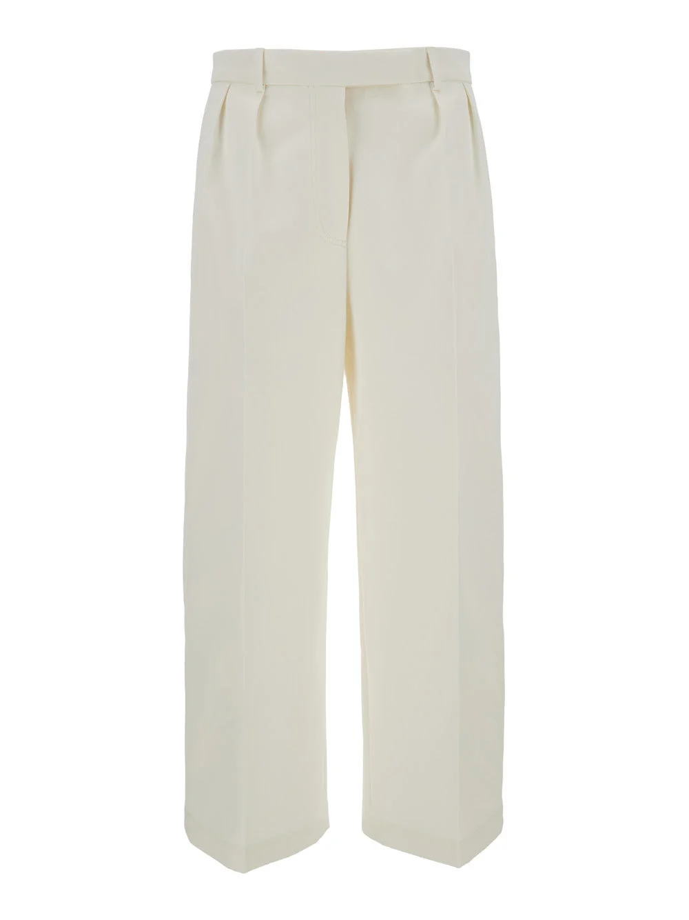 Thom Browne Women White Relaxed Pants With 4Bar Rwb Detail In Cotton Woman - 1