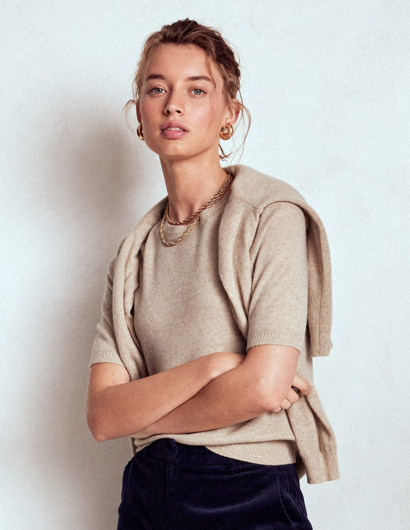 Eva Cashmere T-Shirt-Chinchilla Melange 1