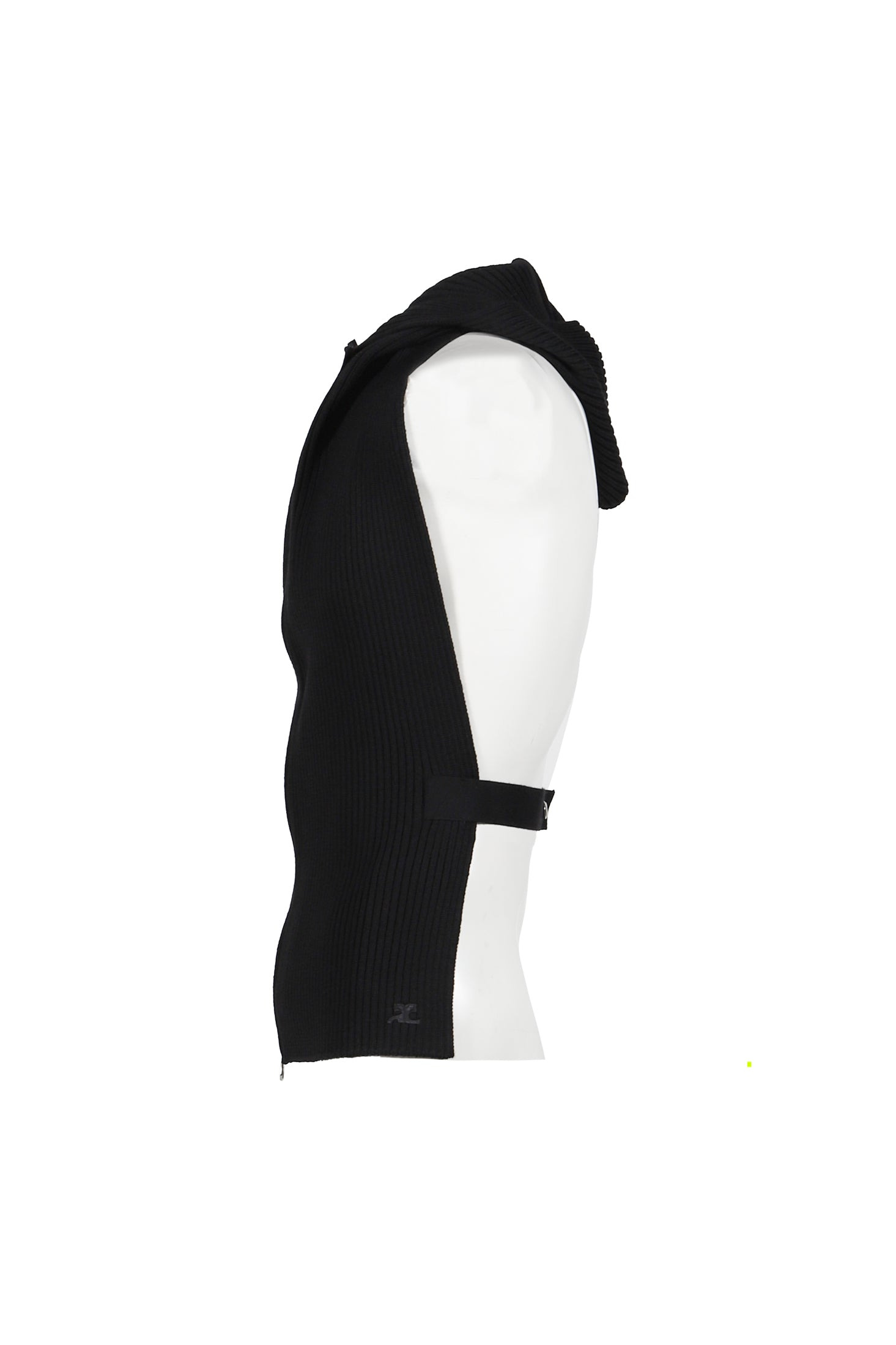 SLEEVELESS ZIPPED WOOL CARDIGAN / BLK - 3