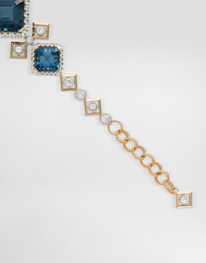 Eleganza Bracelet 18kt white and yellow gold, topazes, and sapphires 4
