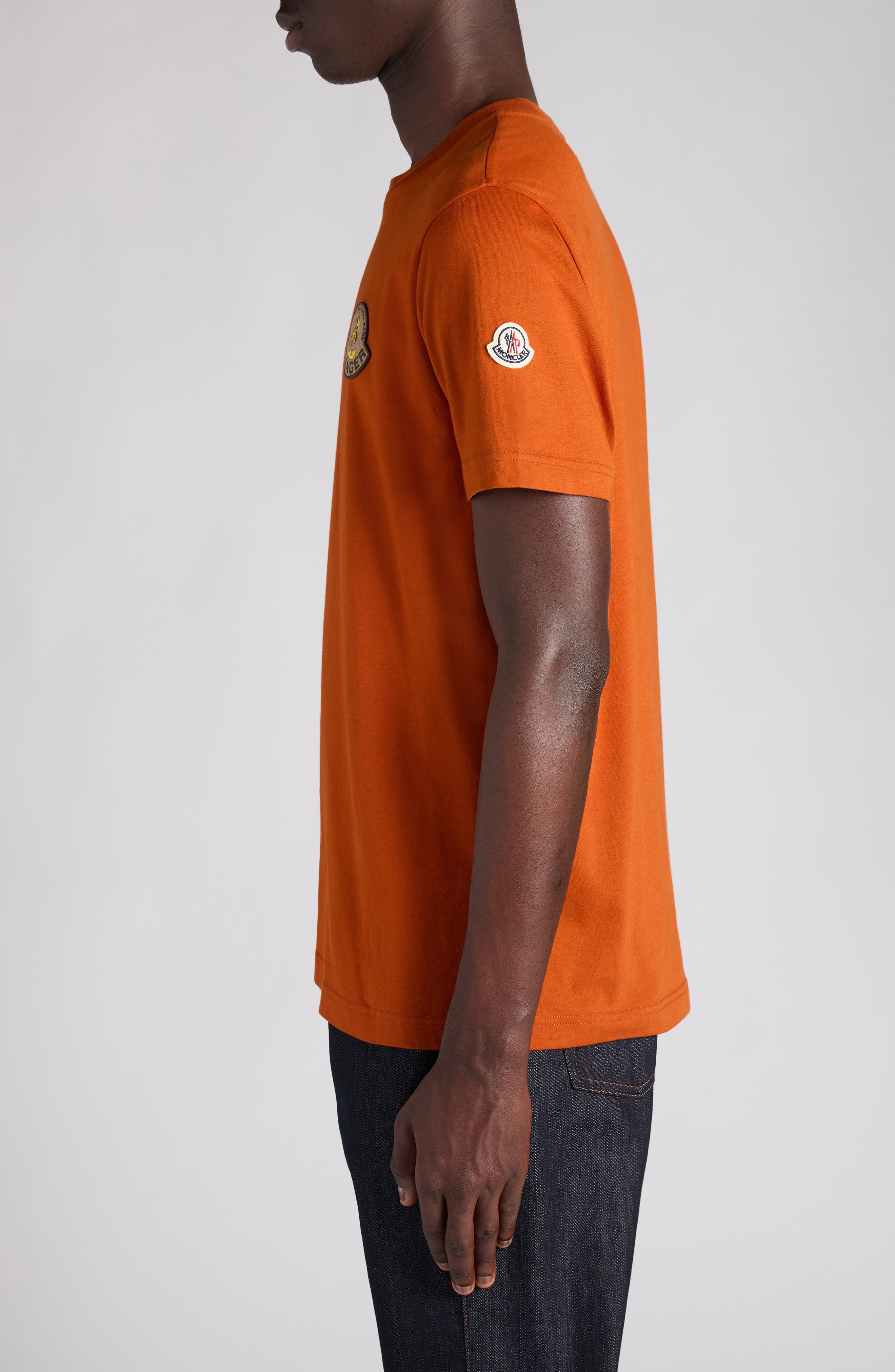 Moncler Logo Patch Cotton T-Shirt in Potters Clay at Nordstrom - 4