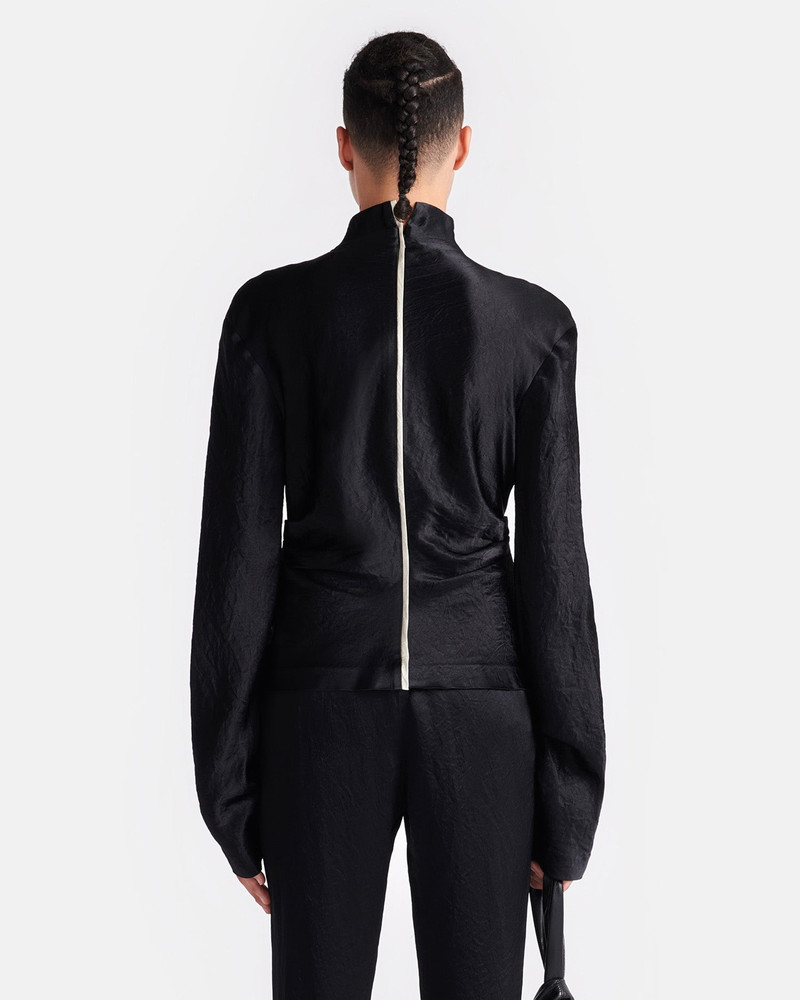 Crinkled-Satin Turtleneck Top 3
