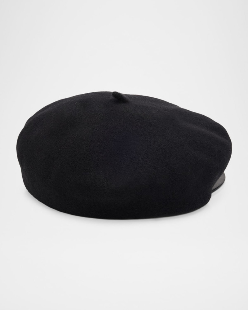 Valentino Men's VLogo Wool Beret with Calfskin Brim outlook