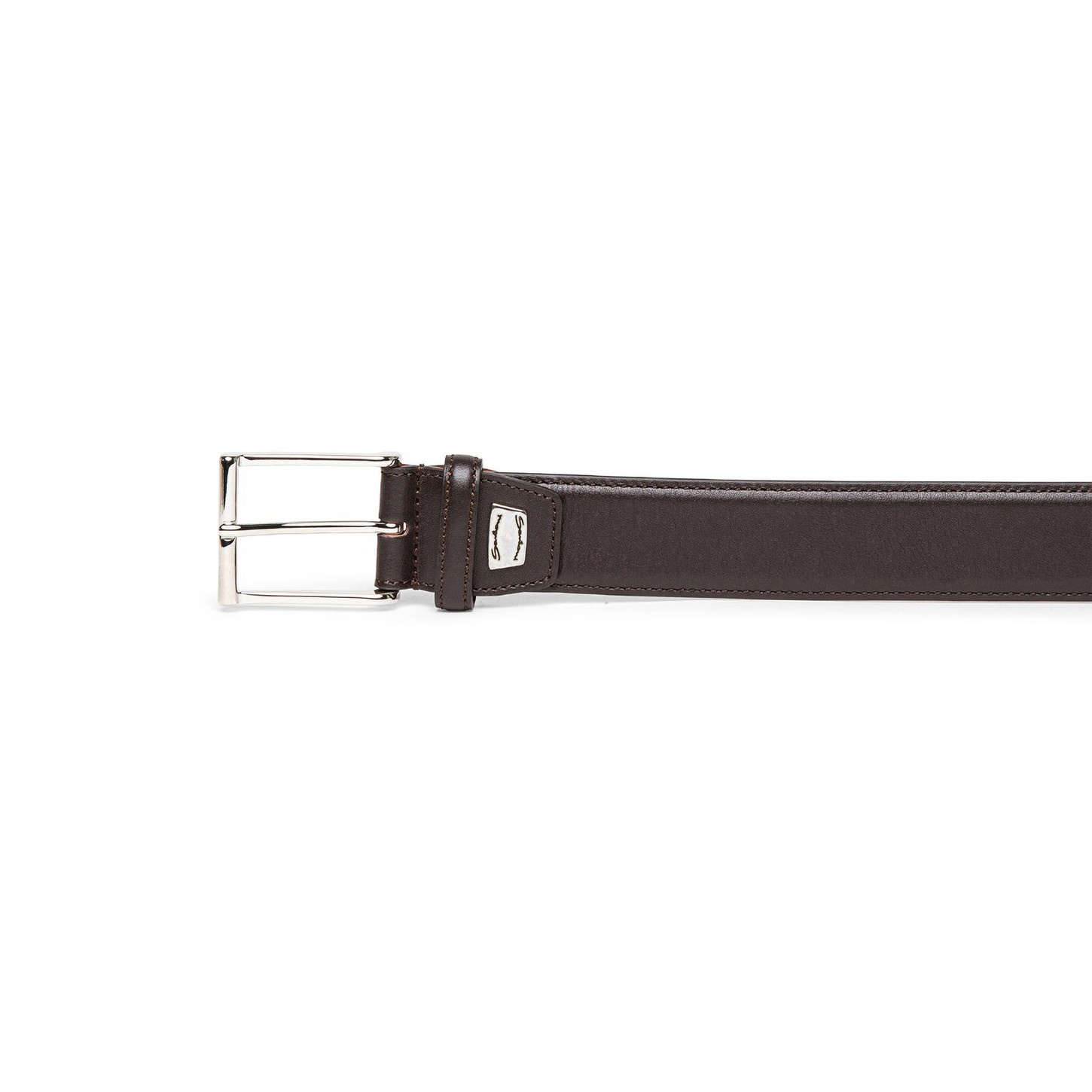 Men's brown leather adjustable belt - 3