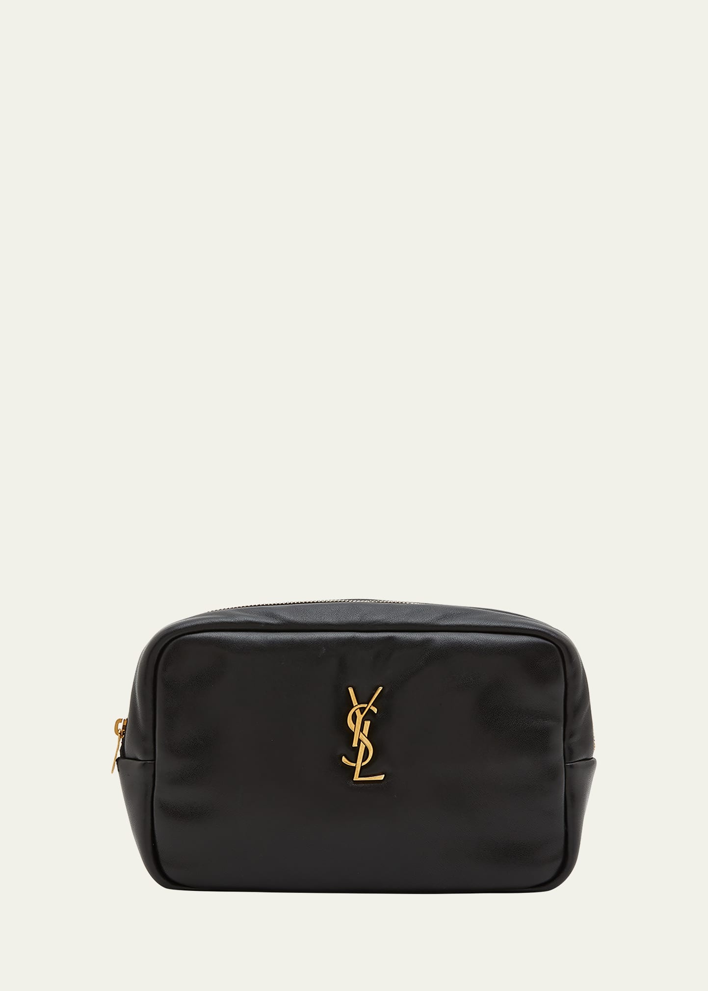 Mini Cosmetic YSL Pouch in Padded Smooth Leather - 1