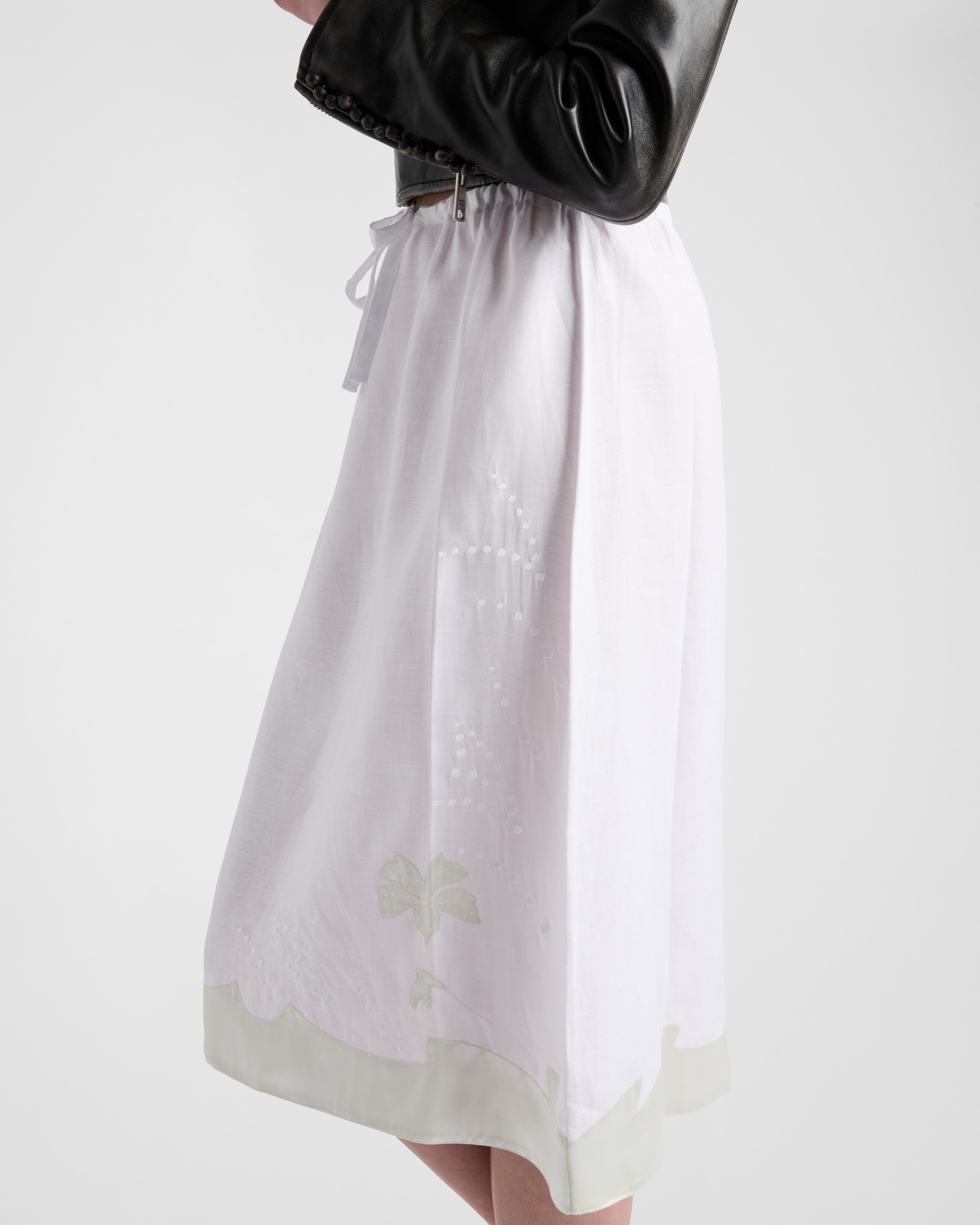 Embroidered linen skirt - 4