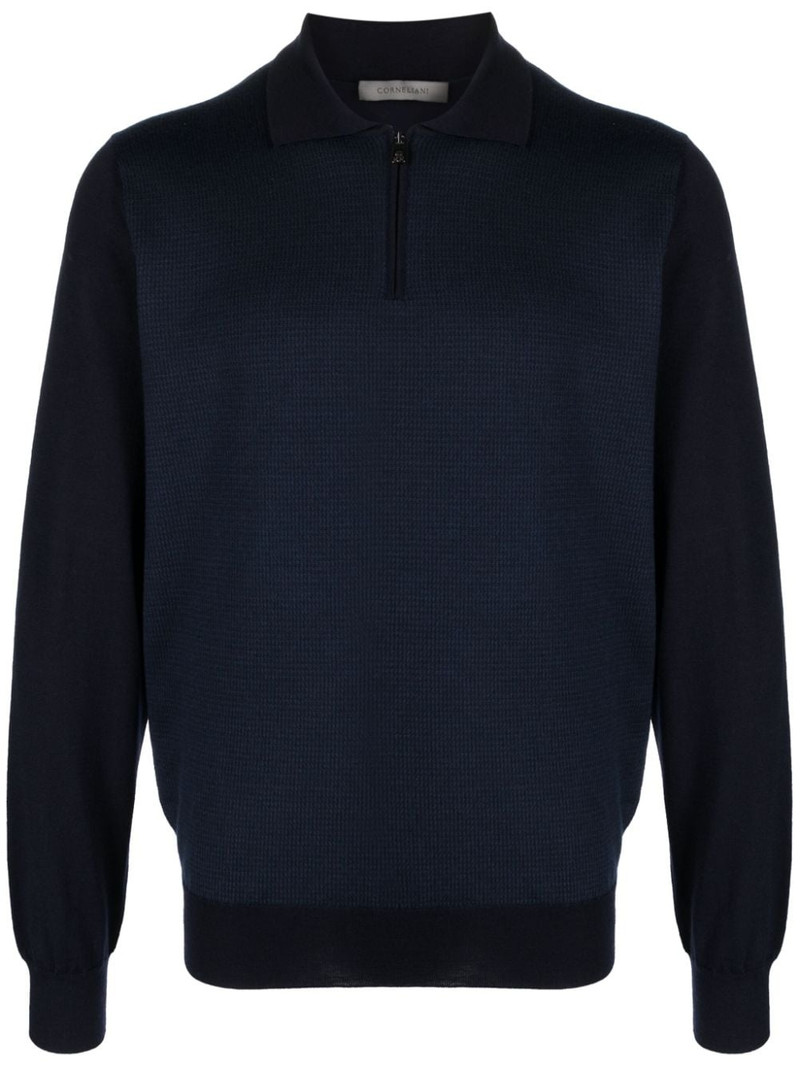 half-zip virgin wool polo shirt 1