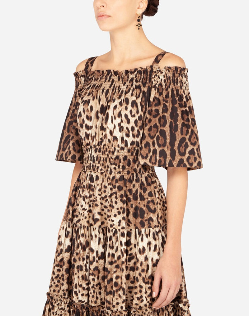 Long leopard-print poplin dress 5