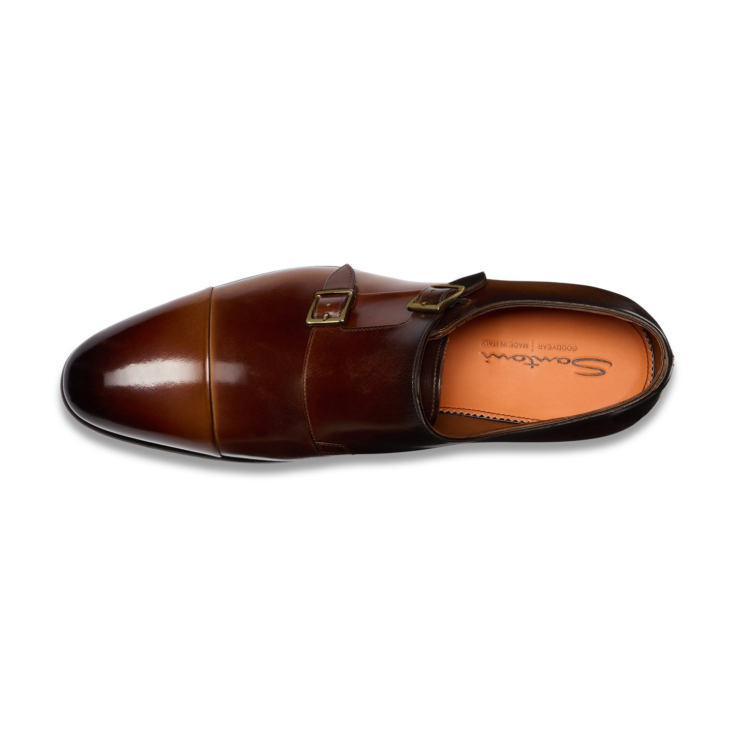 Men's dark brown leather double-buckle shoe - 5