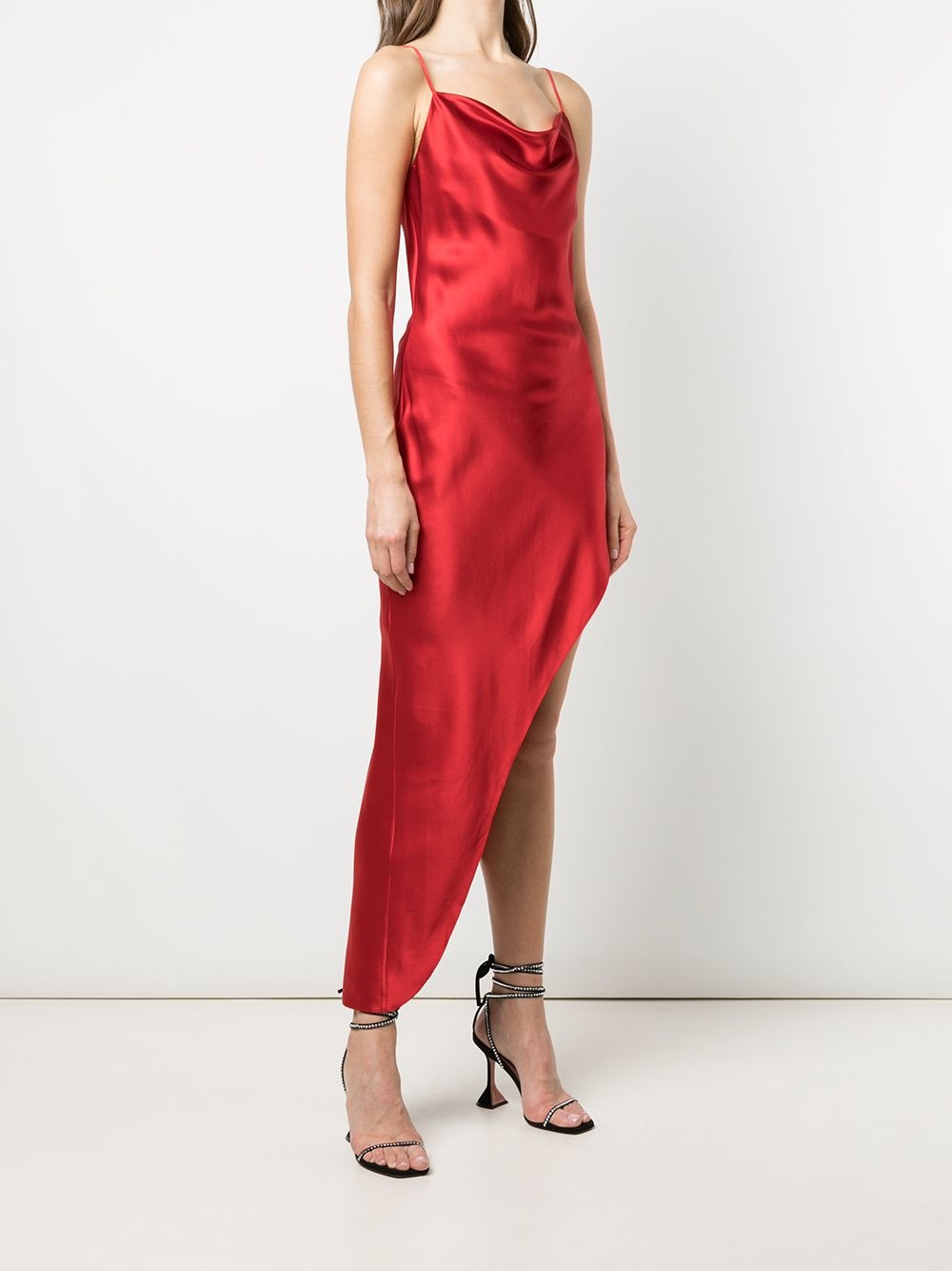 cowl neck high slit slip dress - 3