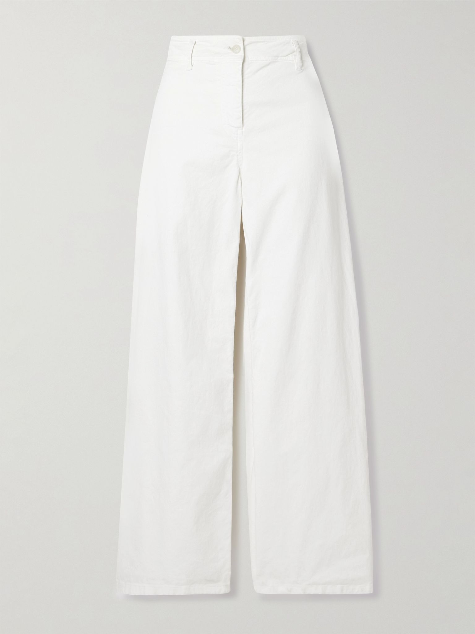 Megan cotton-blend twill wide-leg pants White - 1
