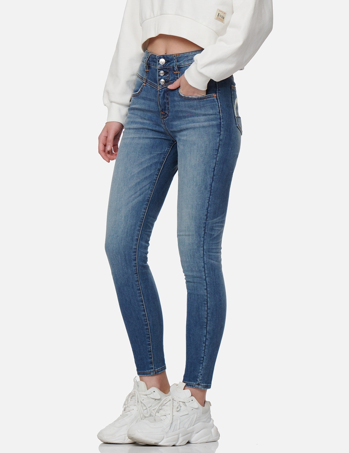 LOGO-PATTERN SEAGULL PRINT SKINNY JEANS - 8