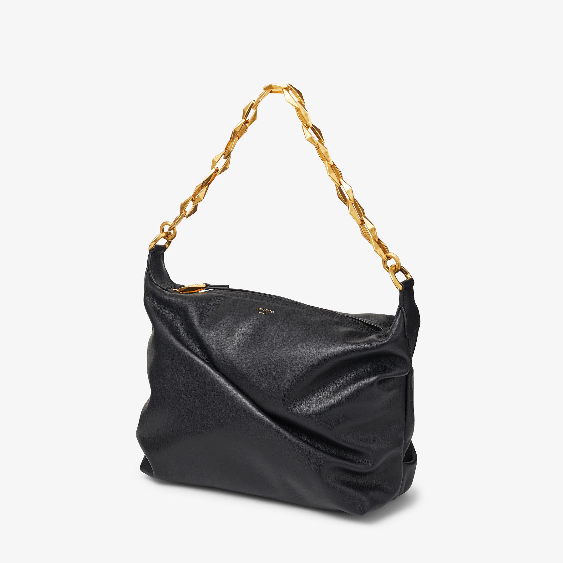 Diamond Soft Hobo S
Black Soft Calf Leather Hobo Bag with Chain Strap - 6