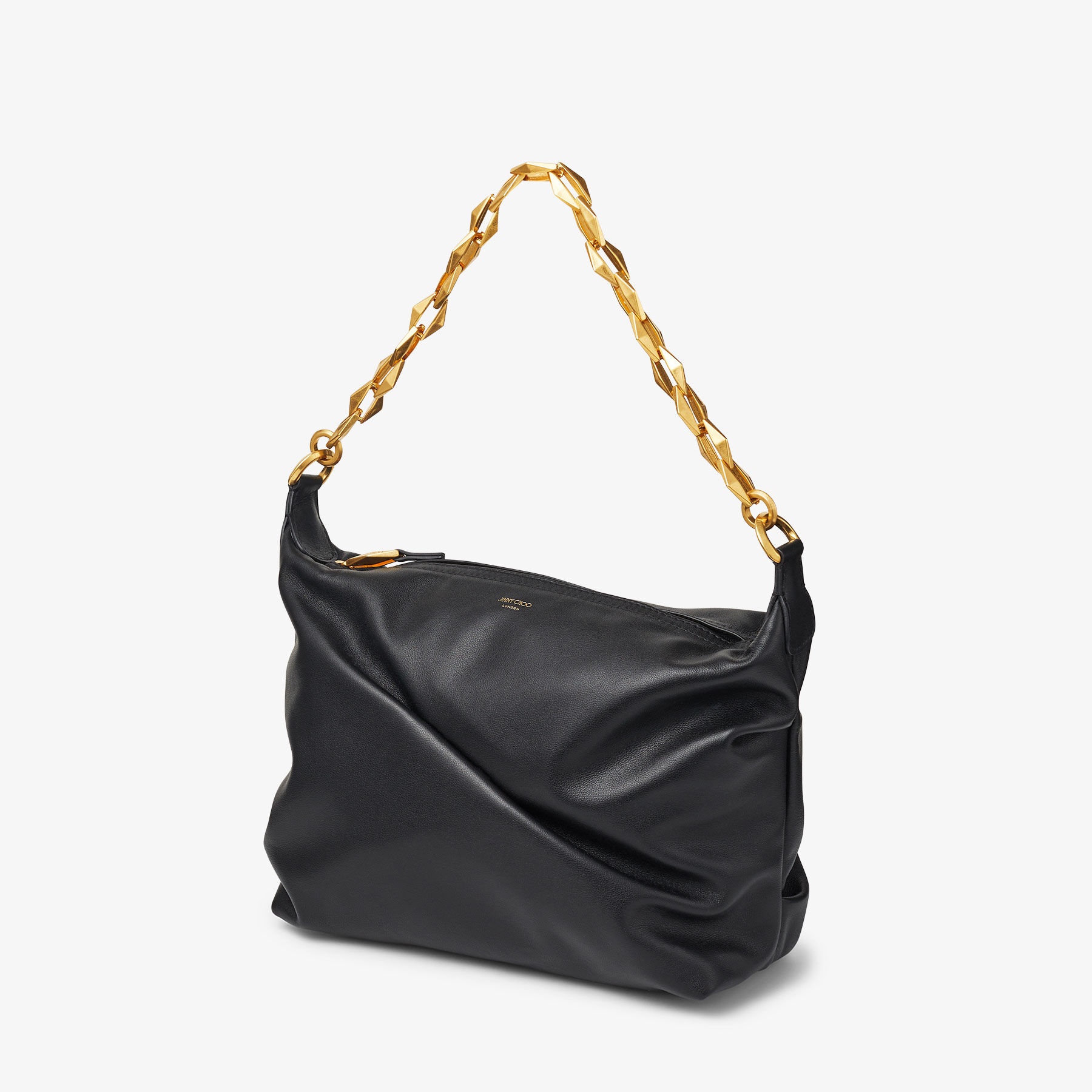 JIMMY CHOO Diamond Soft Hobo S Black Soft Calf Leather Hobo