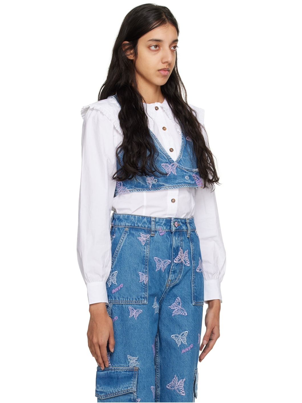 Blue Embroidered Tank Top - 2