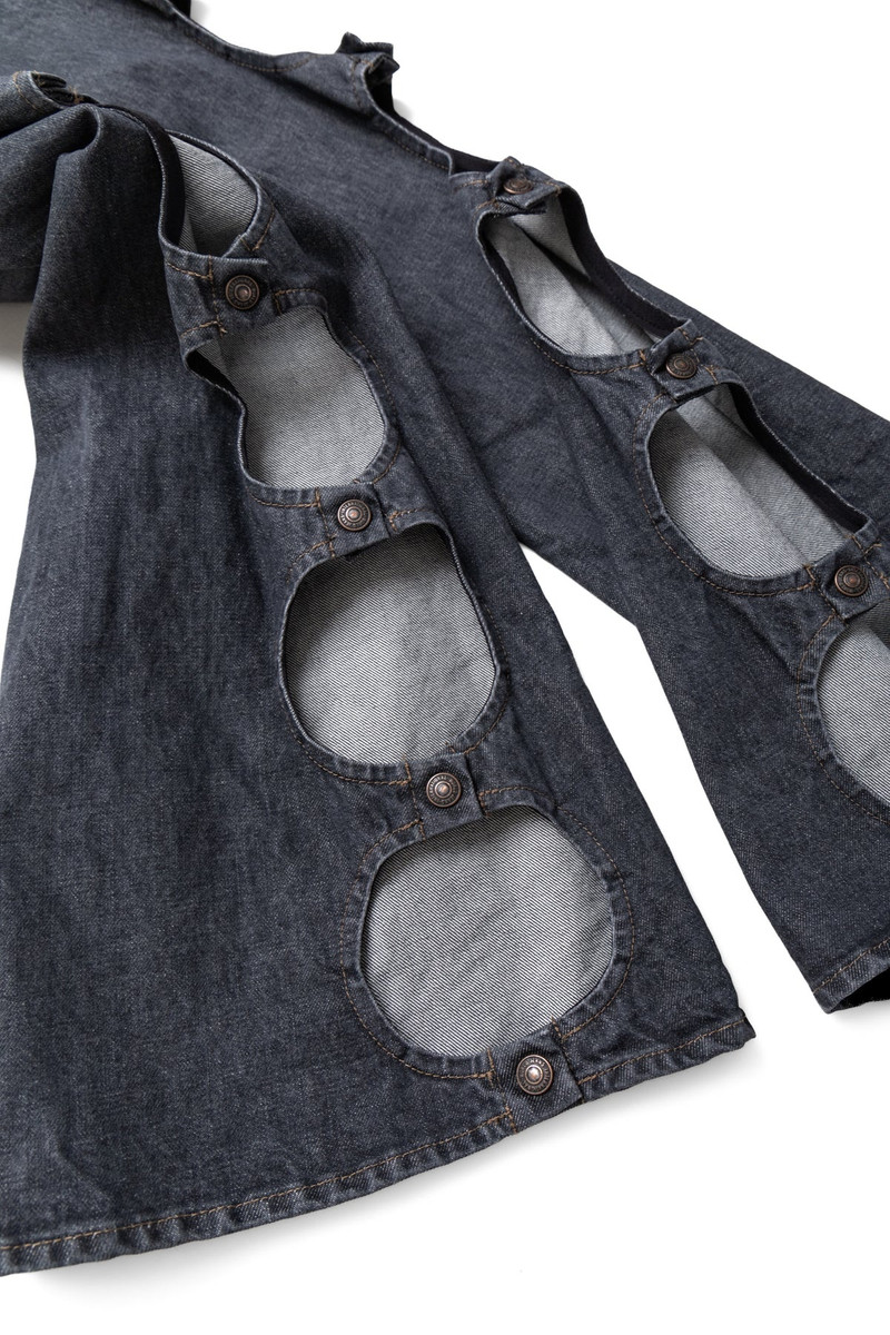 14oz Black Denim FREE WHEEL Flare Pants 7