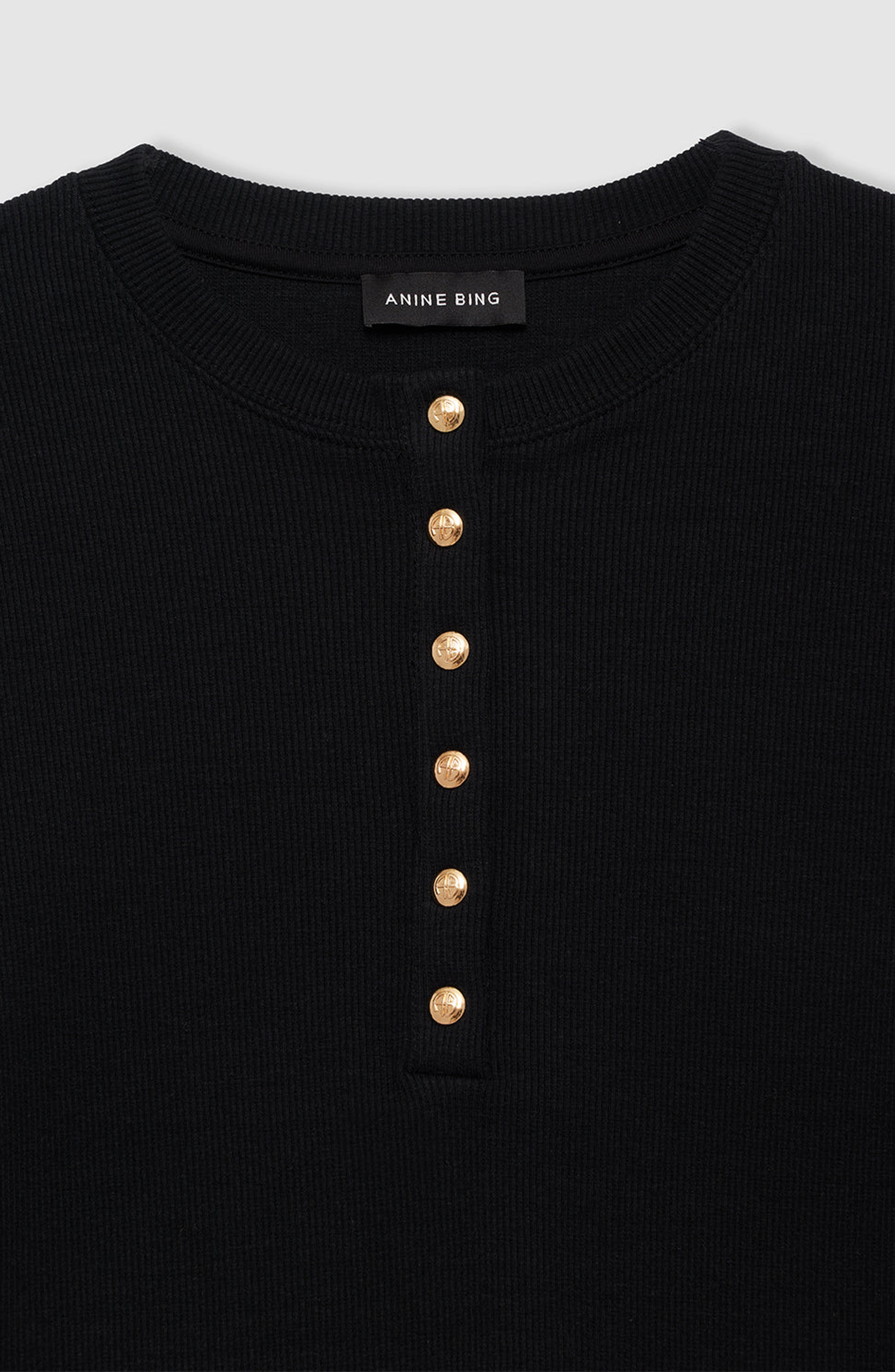 ANINE BING Alessia Long Sleeve Tee in Black at Nordstrom - 3