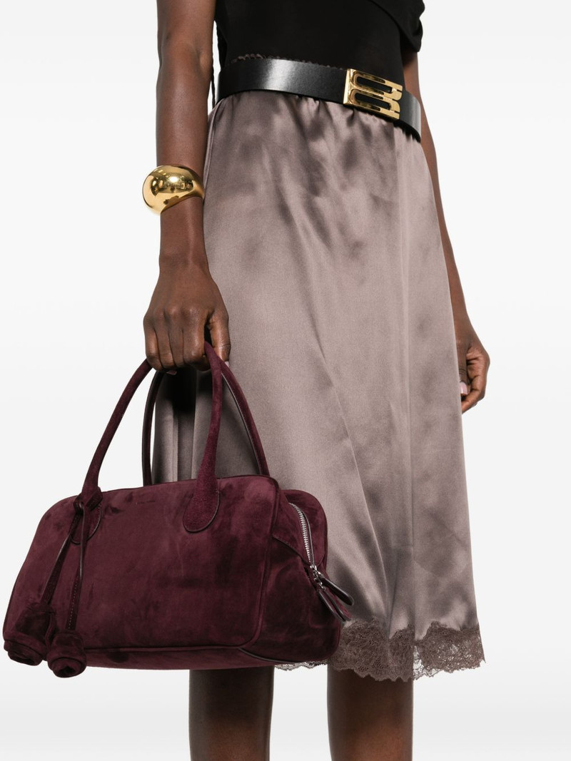 MAGDA BUTRYM Brigitte flower-charm suede tote bag outlook