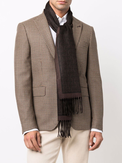 Brioni geometric-print fringe scarf outlook