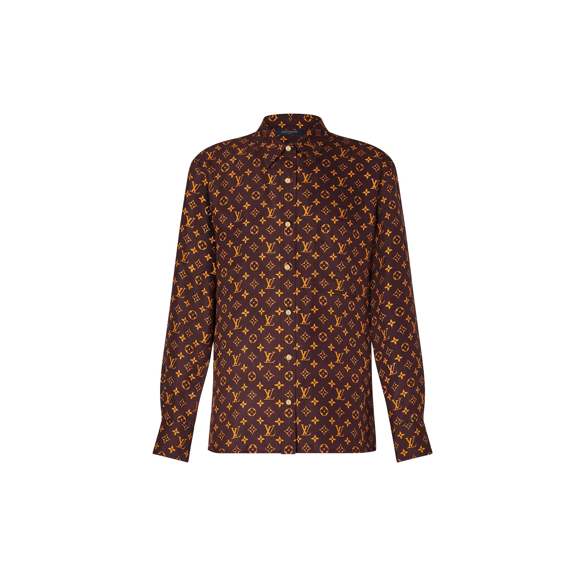 Monogram Twill Long-Sleeved Shirt with Signature Buttons - 1