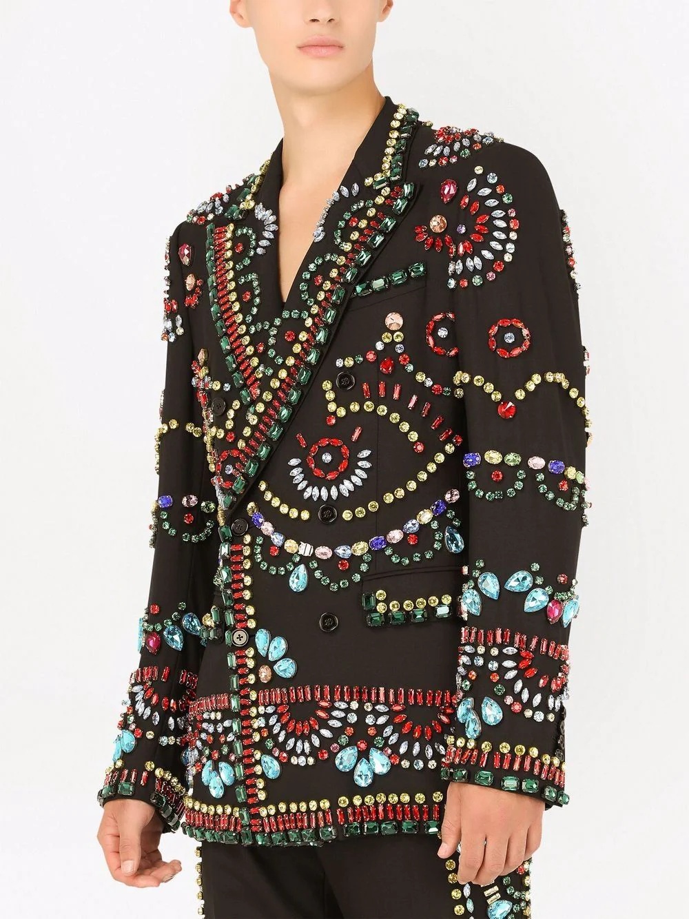 gemstone-embellished double-breasted blazer - 5