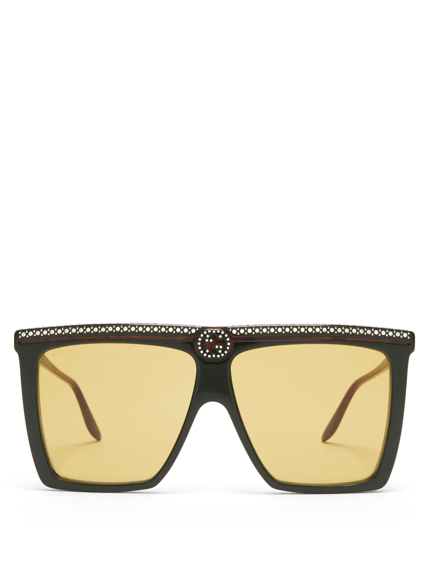 GG-crystal flat-top acetate sunglasses - 1