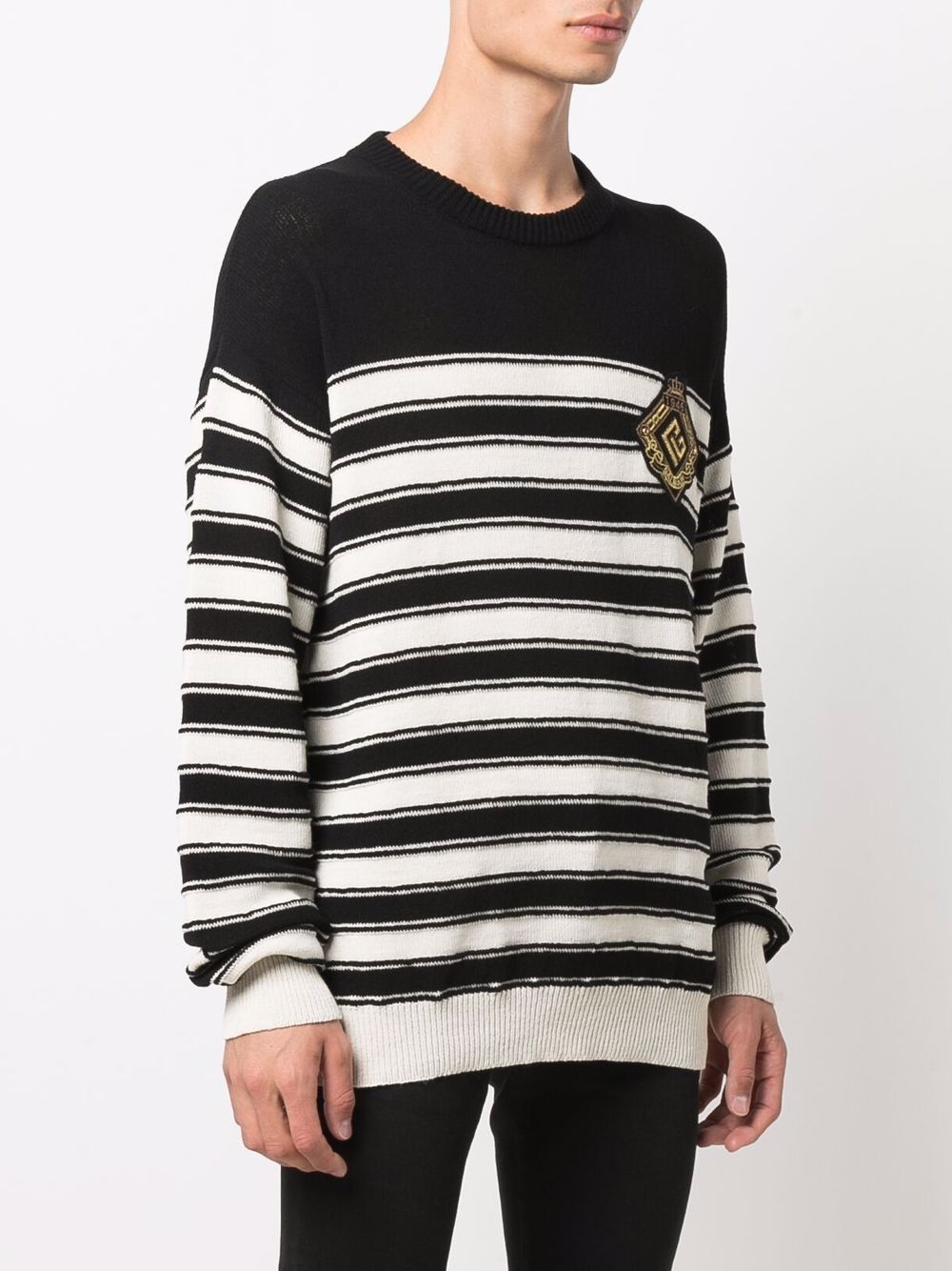 logo-badge knitted sailor jumper - 3