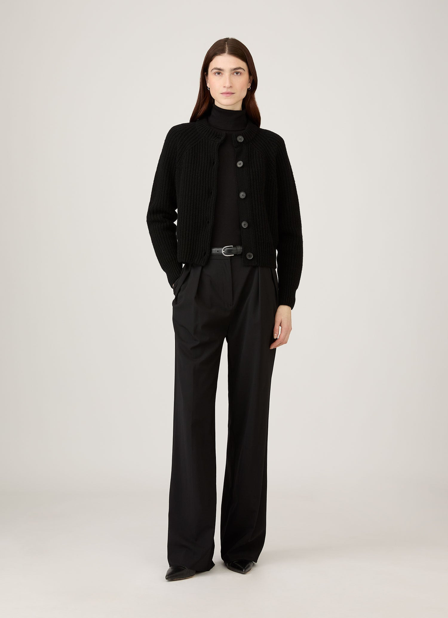 Ribbed Crew Neck Cardigan - 2