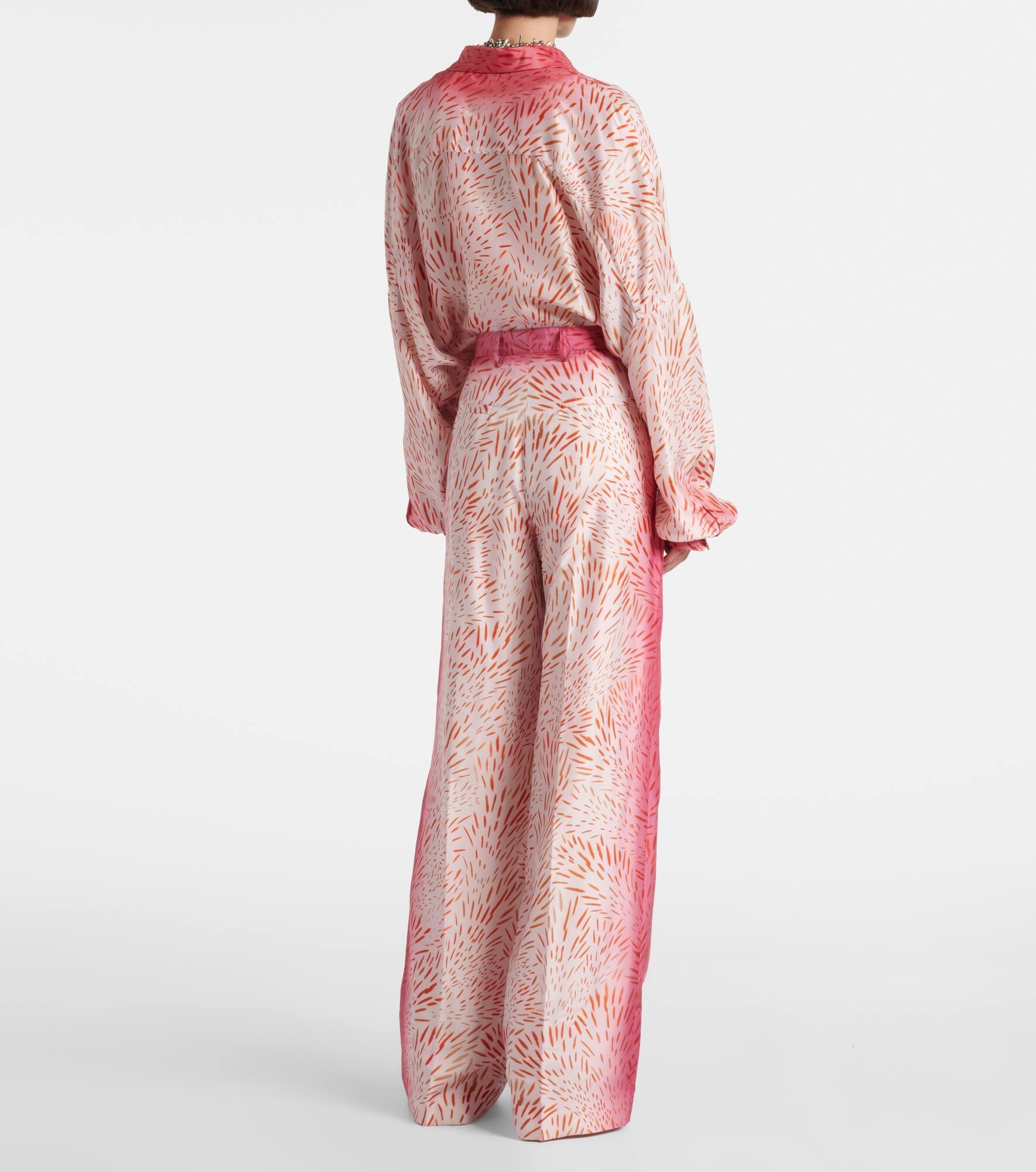 Printed silk wide-leg pants - 3