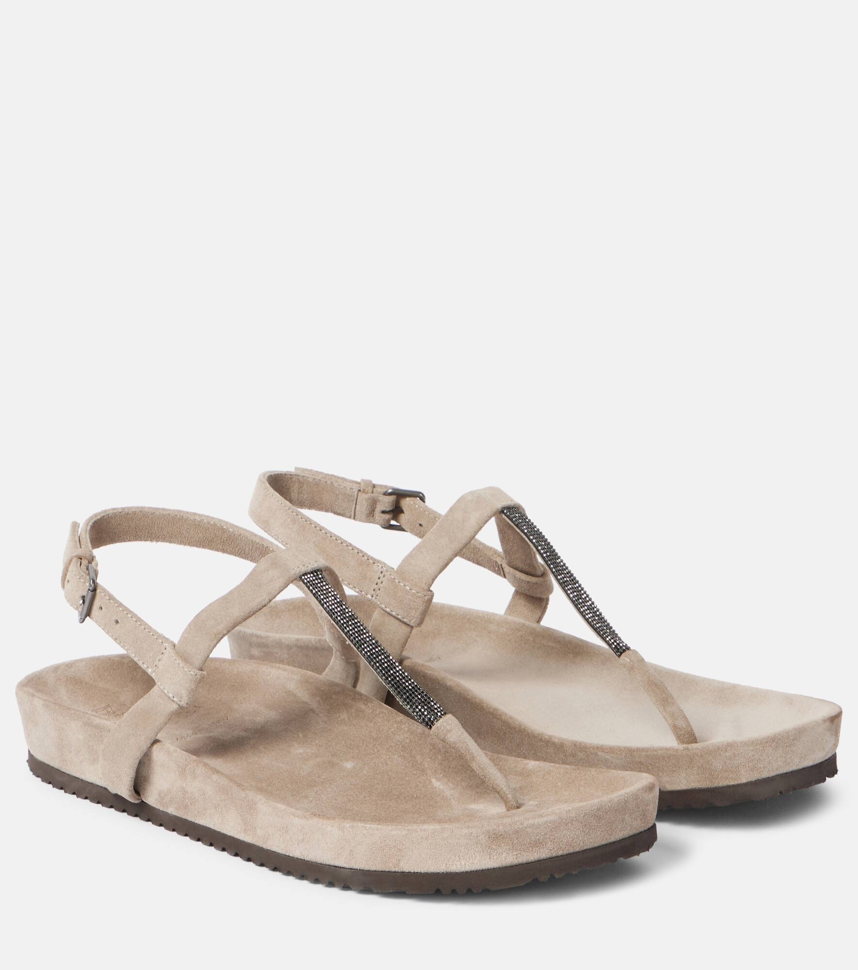 Embellished suede thong sandals - 1