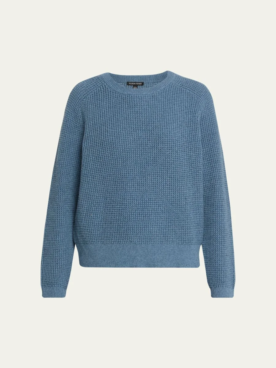 Crewneck Cotton-Cashmere Thermal Knit Top - 1