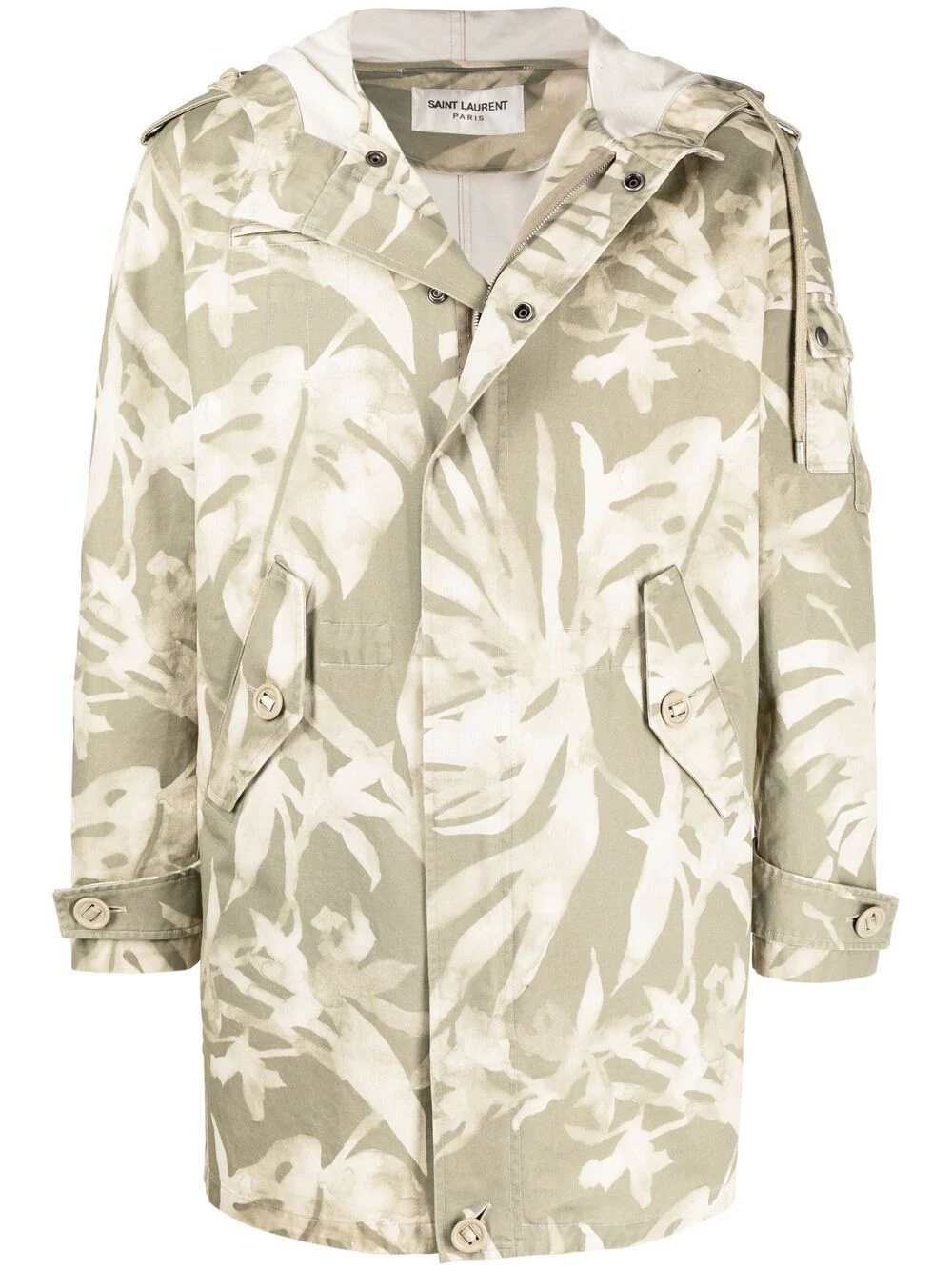 leaf pattern hooded parka - 1